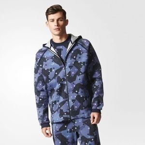 🦖ADIDAS MEN’S SPLINTER CAMOUFLAGE BLUE HOODIE SIZE-M